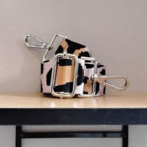 Leopard Print Wide Adjustable Bag Strap with Silver Hardware – 48” EUC